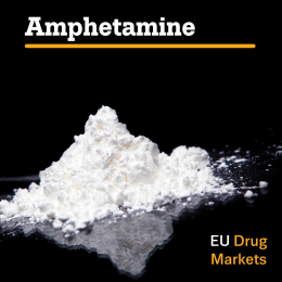 european drug markets report: amphetamine. Photo of amphetamines on black background